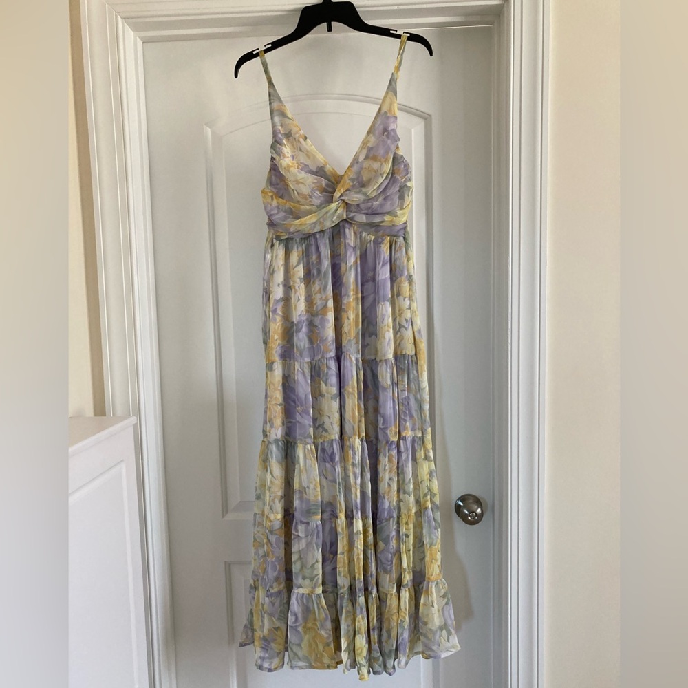 Astr Floral Tiered Maxi Dress in Lavender & Yellow - Picture 4 of 10